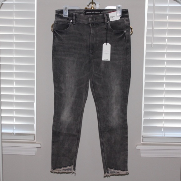 Express Denim - Express Dark Grey High Rise Ankle Skinny Jeans